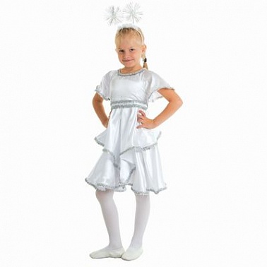 Костюм Снежинка белая (платье, ободок) рост 116