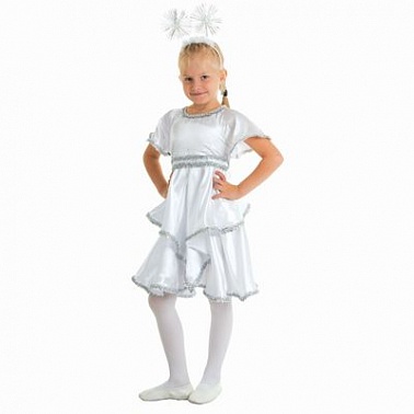 Костюм Снежинка белая (платье, ободок) рост 116