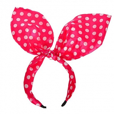 Ободок Ушки в горох розовый 1 шт