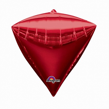 Шар фольга без рисунка Алмаз 17" красный 3D (AN)