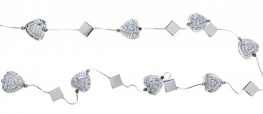 Бусы на елку Сердца и ромбы стекло 140 см