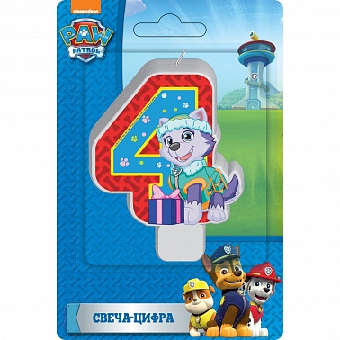 Свеча-цифра "4" Щенячий патруль 1 шт