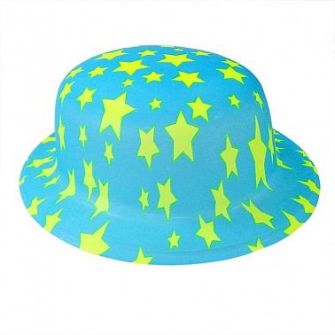 Шляпа пласт Котелок Звезды синяя  