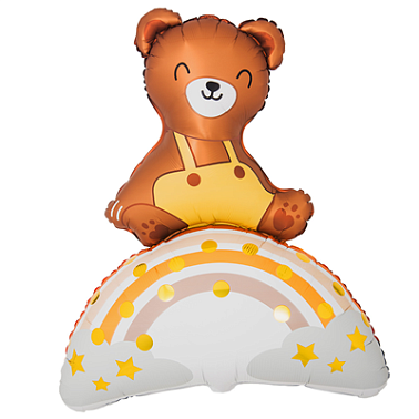 Шар фольга фигура Мишка на радуге (FL)