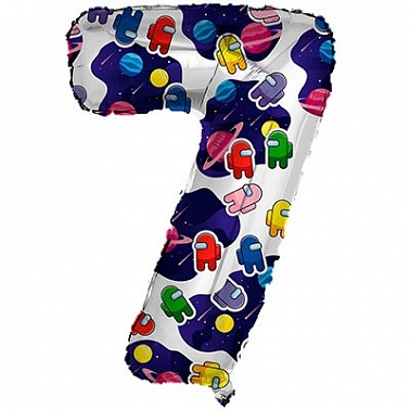 Шар цифра 7 космонавтик 81см