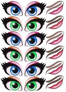 Наклейка Глаза и Рты №2 6 комплектов