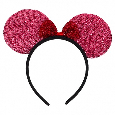 Ободок с ушками мохнатый красный