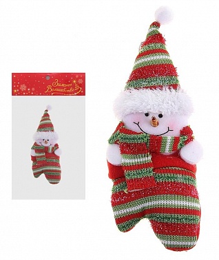 Подвеска мягкая Варежка 20 см снеговик