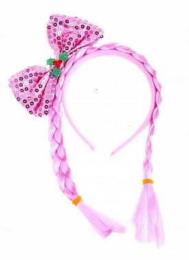 Ободок Бант блеск с косичками роз 1 шт