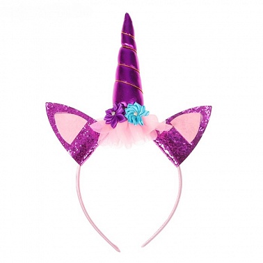 Карнавальный ободок "Единорог" фуксия