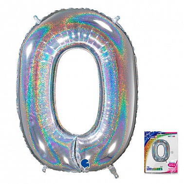 Шар цифра 0 серебро голография 66 (GR)