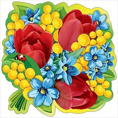 Украшение на скотче "Мимоза с тюльпанами"