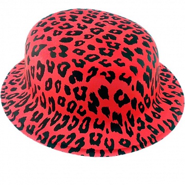 Шляпа пластик котелок леопард розовая