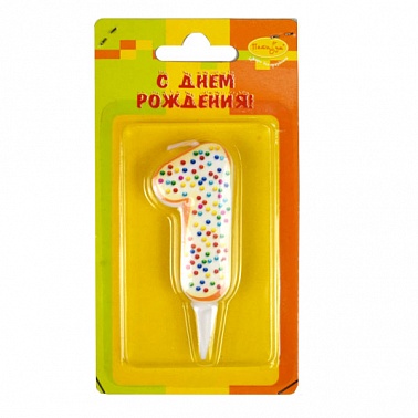 Свеча-цифра 1 Пончик 6 см