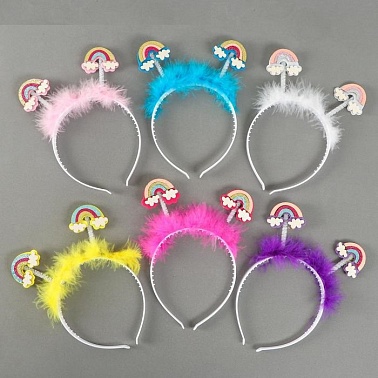 Ободок Радуга на пружинках цвета микс