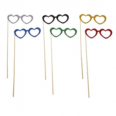 Аксессуар на палочке Очки Сердечки 1 шт
