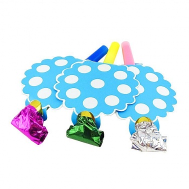 Язык-гудок Горох. Белый на голубом 6шт/G