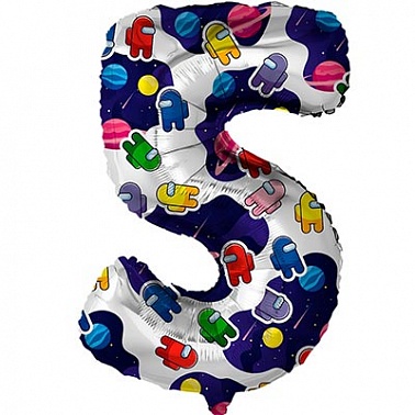 Шар цифра 5 космонавтик 81см