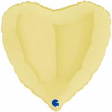 Шар фольга без рисунка Сердце 18" Матовый Желтый (GR)