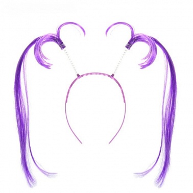 Карнавальный ободок "Хвостики" длинные фиолетовый 2315299