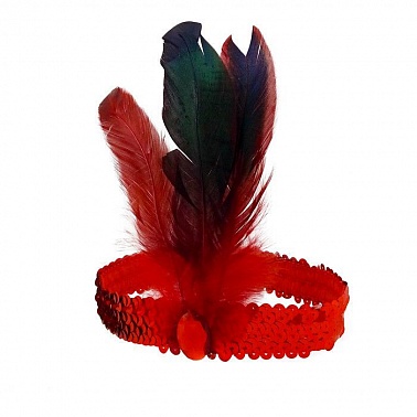 Повязка на голову с пером Чикаго красная