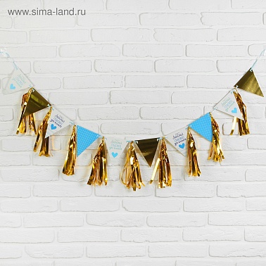 Гирлянда Любимая,спасибо за сына! тассел+флажки 2м