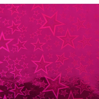 Бумага голографическая Звезды малиновая 70*100 см