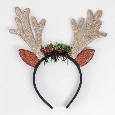 Карнавальный ободок "Олень" с мишурой