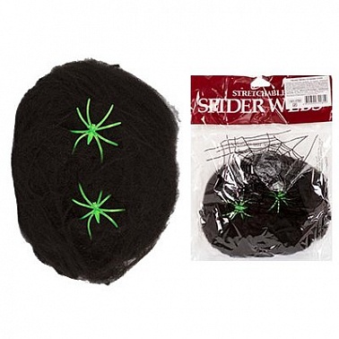 Паутина черная с 2 пауками 1*1м