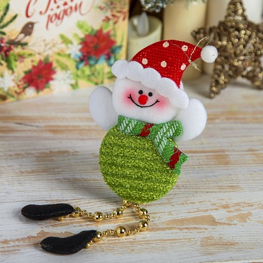 Мягкая подвеска Снеговик кругляш ножки-бусики 8*12см