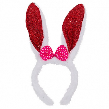 Ободок Пушистый зайка, красные ушки