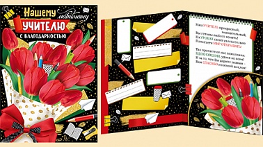 Открытка А4 Нашему учителю с благодарностью
