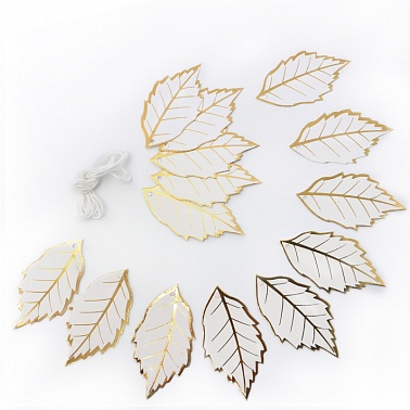 Гирлянда-подвеска Листья золотые/белые
