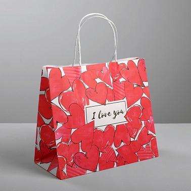 Пакет подар крафт ILY 25*22*10см