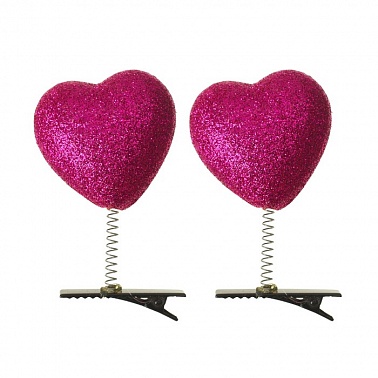 Карнавальный зажим Сердечко фуксия