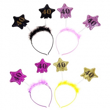 Ободок Звезды 40 лет цвета микс