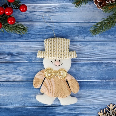 Подвеска Снеговик ажурный в шляпке 8,5* 13см